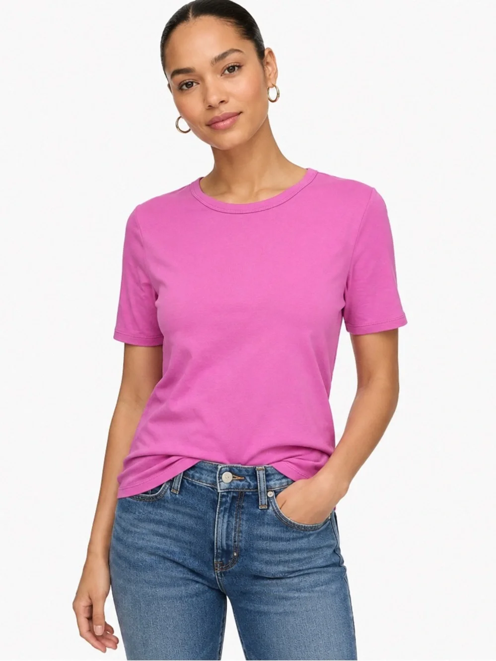 J.Crew Perfect Fit Pink 100% Cotton Crewneck Tee Shirt Large